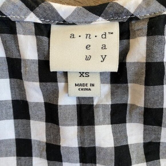 A NEW DAY Black and White Gingham Checkered Ruffle Strappy Top XS - Picture 9 of 10